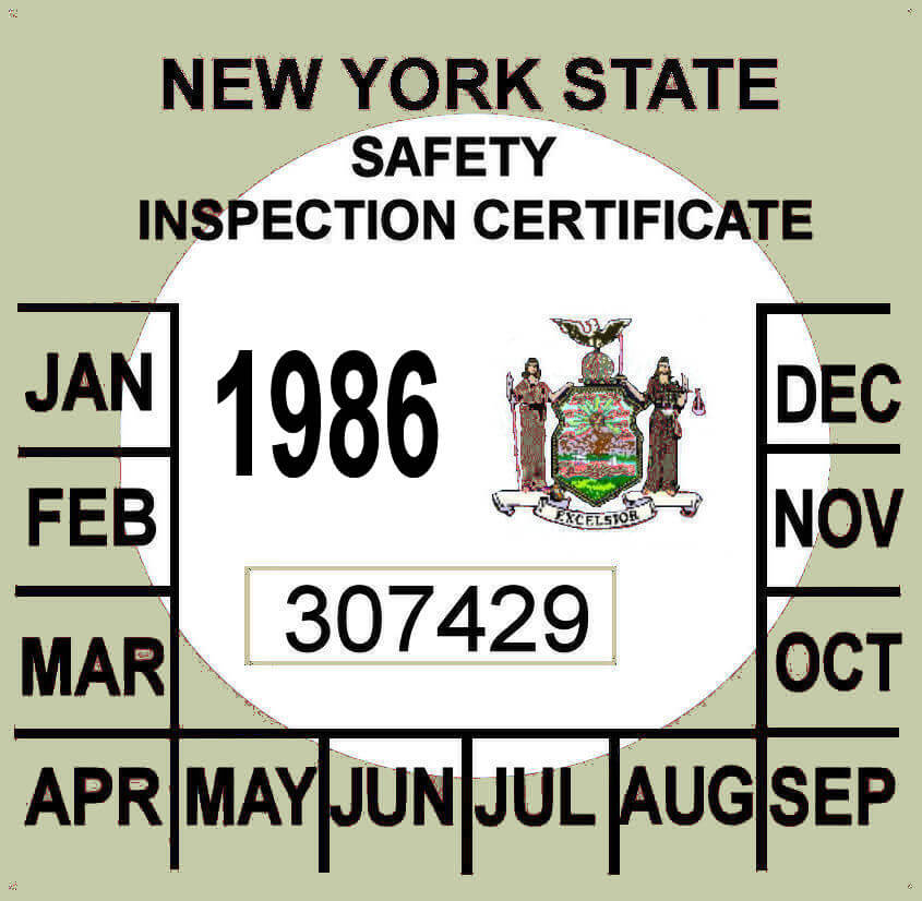 (image for) 1986 New York Inspection sticker